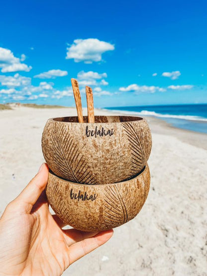 Eco-Friendly Coconut Bowl Gift Set with Custom Name Engraving