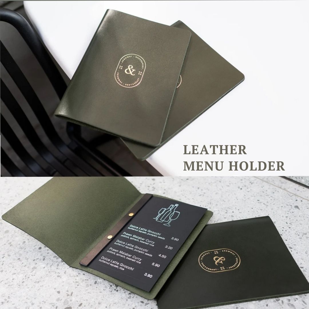 Leather Restaurant Menu Covers with Custom Branding