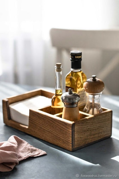 Custom Made wooden Napkin holder,Salt & Pepper Holder