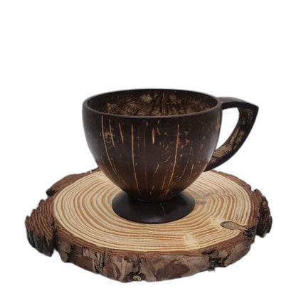 Eco-Friendly Coconut Shell Tea Cup Gift Set with Custom Name Engraving