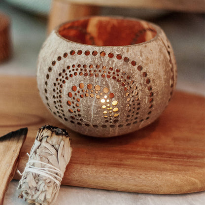 Coconut Tea-Light Candle Holder(Exotica)- Ideal For Hotels,SPA,Weddings, Home Decor & Gardens