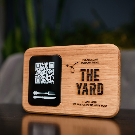 Custom made QR Code Menu Sign, Custom Engraved Wooden Restaurant Sign, QR Code Wooden sign