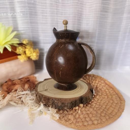 Handmade Natural Coconut Shell Tea Pot/Water Jar(1 Nos)/750 Ml/100% Natural/Eco Friendly/Tea Set,Coffee Serving