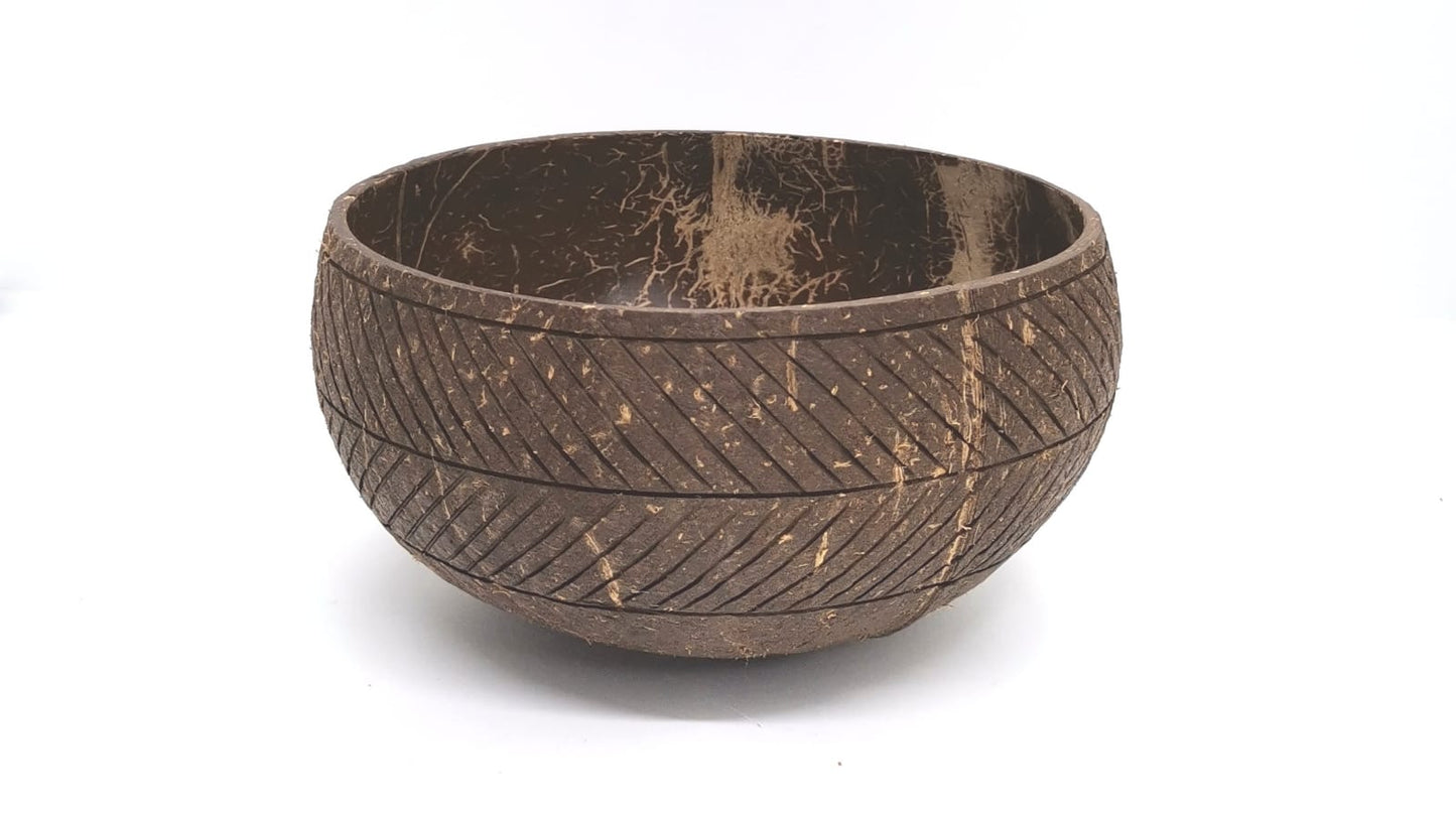 Rustic Arrows Coconut Bowl Set: (1 Bowl & wooden spoon)Eco-Friendly Serving Bowls with Unique Design for Dining